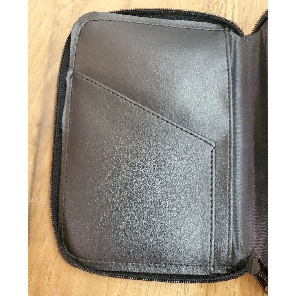 Vintage Samsonite Black Leather Travel Wallet Card Passport ID Holder Case Zip